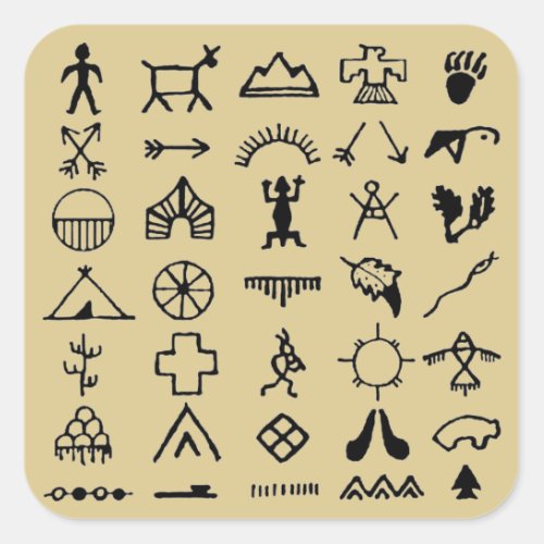 Native American Picture Symbols Square Sticker