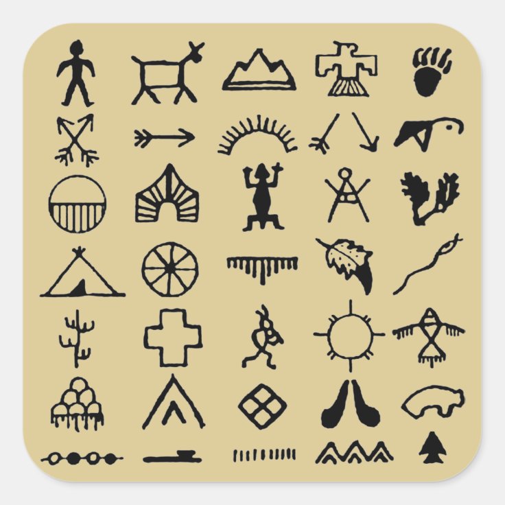 Native American Picture Symbols Square Sticker | Zazzle