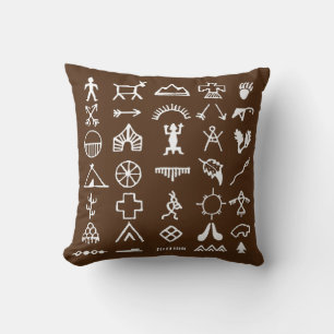 Native American Picture Symbols Throw Pillow