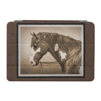Native American Pinto War Horse in Sepia iPad Mini Cover