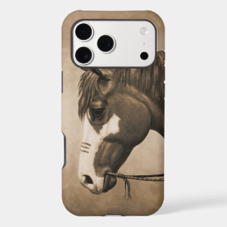 Native American Pinto War Horse in Sepia iPhone 17 Pro Max Case