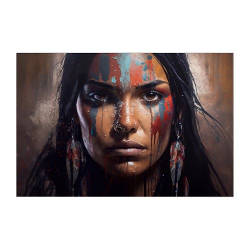 Native American portrait dripping art acrylic