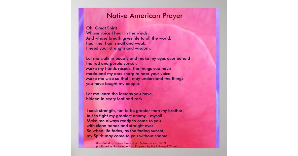 Native Powder Pray Native American Prayer Poster | Zazzle
