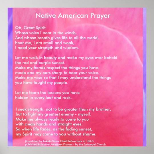 Native American Prayer Poster | Zazzle.com