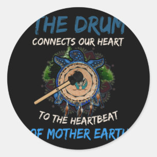 Native American Pride Indigenous Native Drum Black Classic Round Sticker