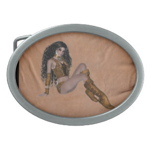 Native American Princess Design Belt Buckle