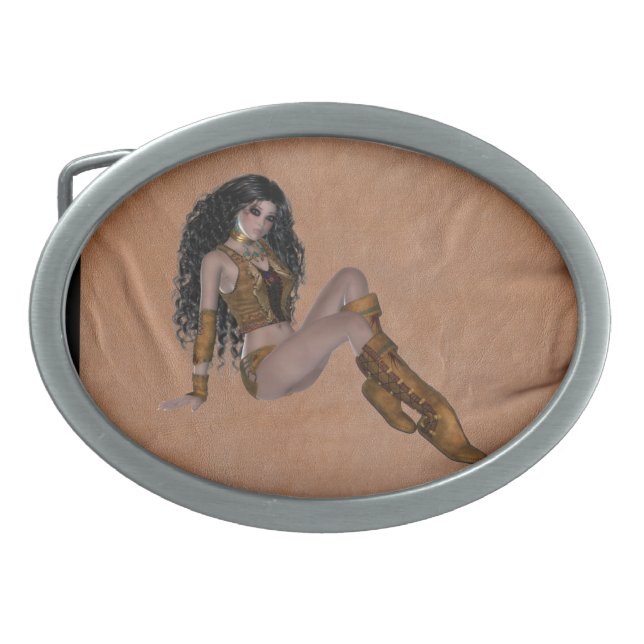 Native American Princess Design Belt Buckle (Front)