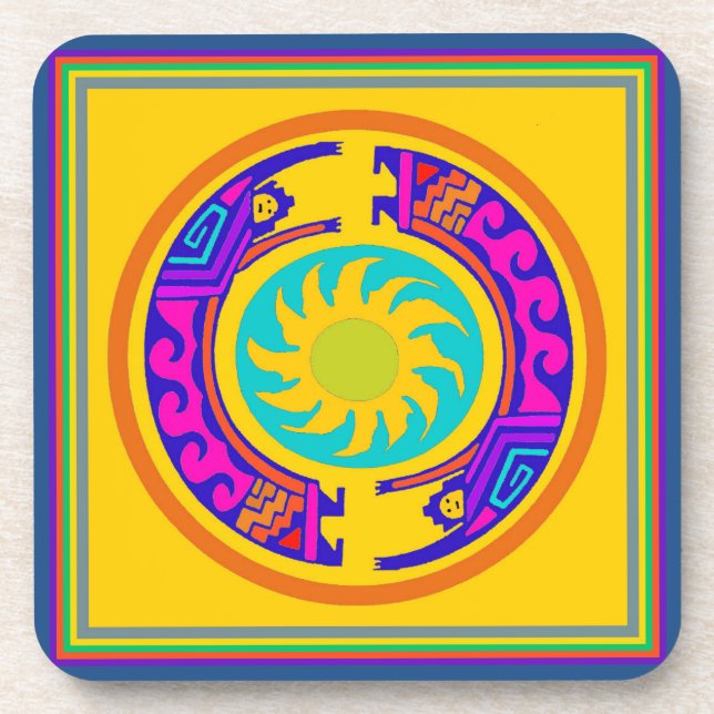 Native American Rainbow Spirits Beverage Coaster (Front)