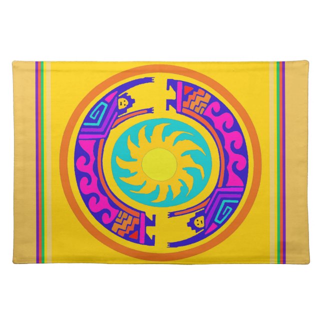 Native American Rainbow Spirits Cloth Placemat (Front)