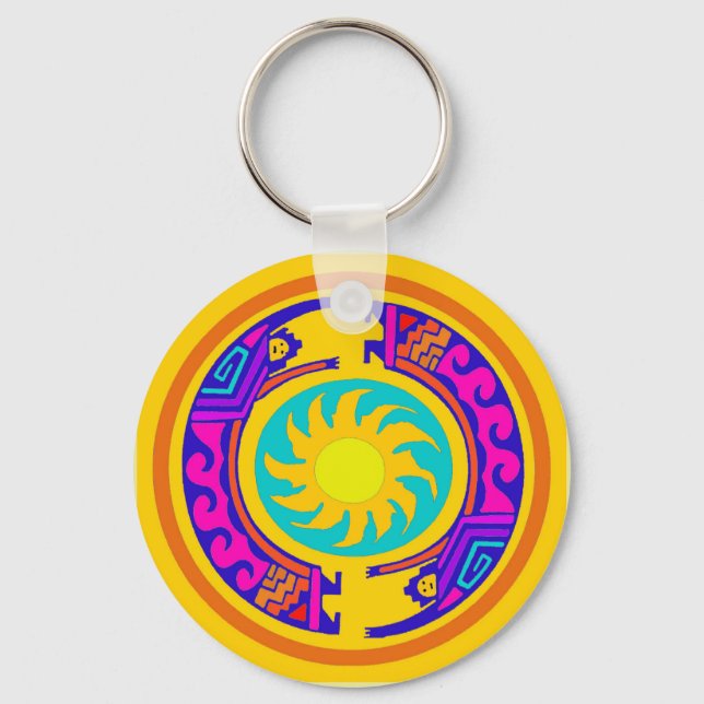 Native American Rainbow Spirits Keychain (Front)