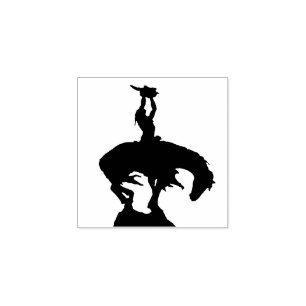 Native American raising Buffalo Skull Rubber Stamp