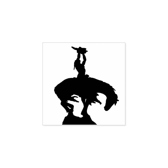 Native American raising Buffalo Skull Rubber Stamp (Imprint)