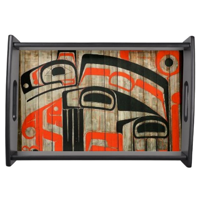 Native American Red and Black Birds serving tray (Front)