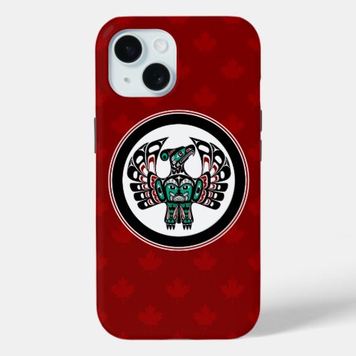 Native American Red Black Art Thunderbird iPhone 15 Case