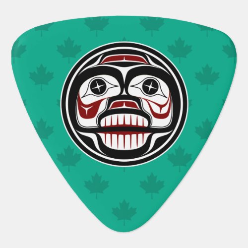 Native American Red Black Art Weeping Skull Guitar Pick