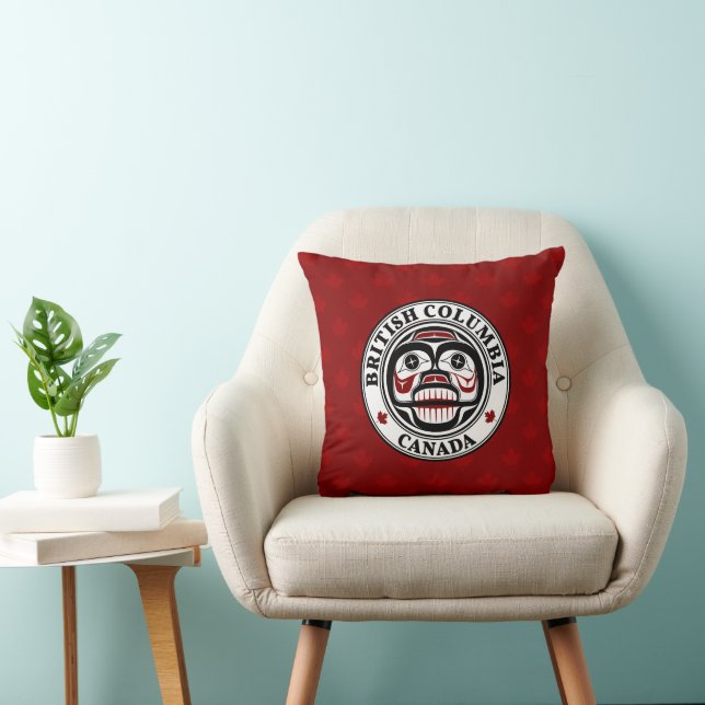 Native American Red Black Art Weeping Skull Throw Pillow (Chair)