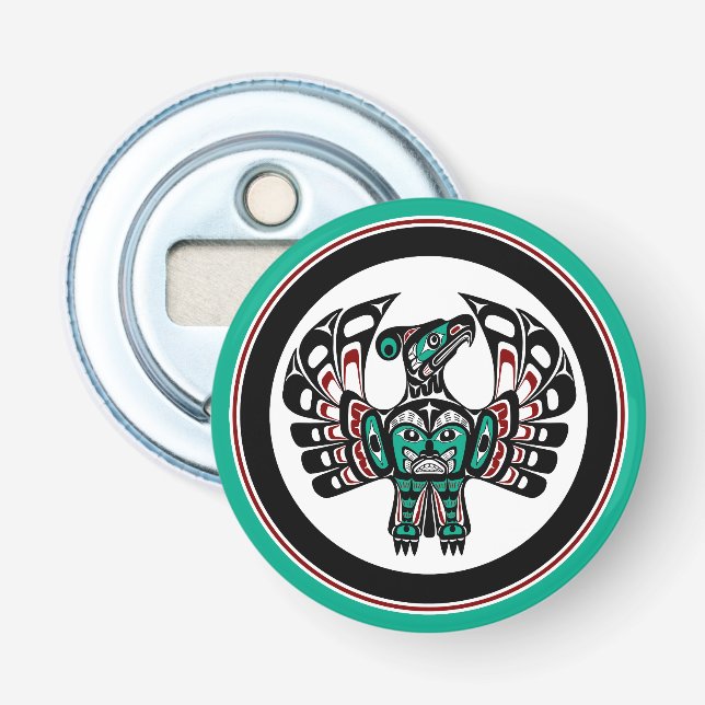 Native American Red Black Graphic Thunderbird Bottle Opener (Front)