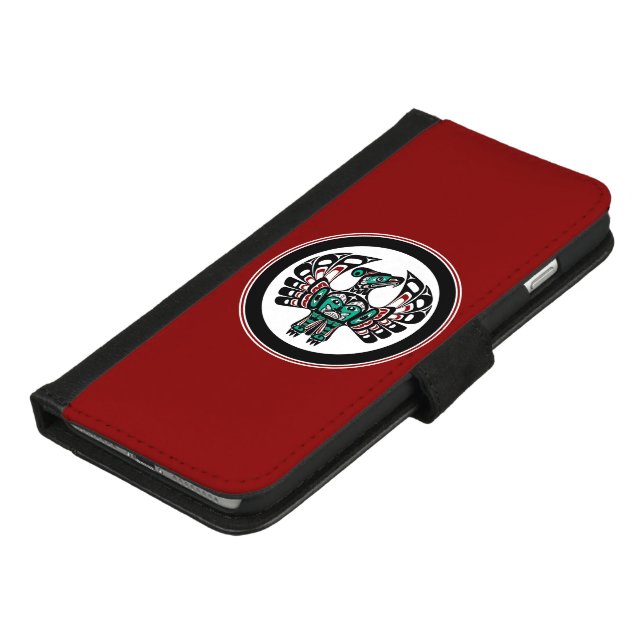 Native American Red Black Graphic Thunderbird iPhone Wallet Case (Bottom)