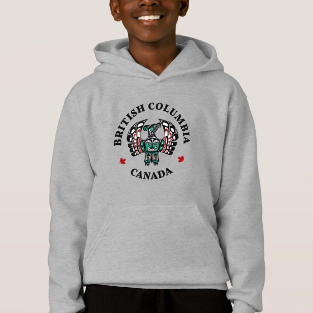 Native American Red Black Green Art Thunderbird Hoodie (Front)