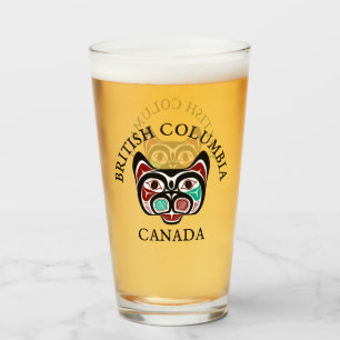 Native American Red Black Green Haida Art Kitty Glass