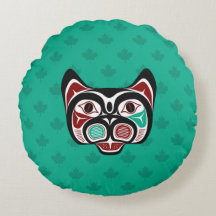 Native American Red Black Green Haida Art Kitty