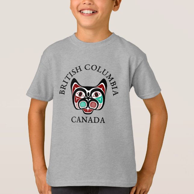 Native American Red Black Green Haida Art Kitty T-Shirt (Front)