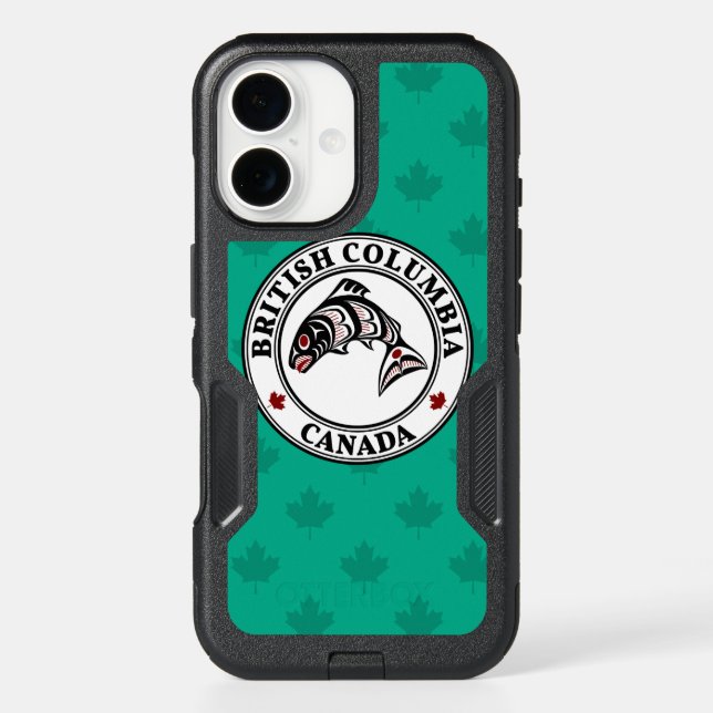 Native American Red Black Green Haida Art Salmon Otterbox iPhone Case (Back)