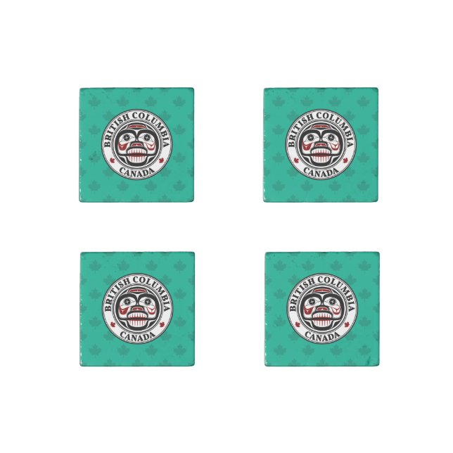 Native American Red Black Green Weeping Skull Stone Magnet (Front)