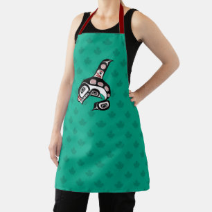 Native American Red Black Haida Art Killer Whale Apron