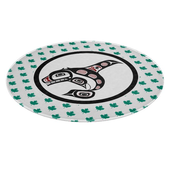 Native American Red Black Haida Art Killer Whale Cutting Board (Corner)