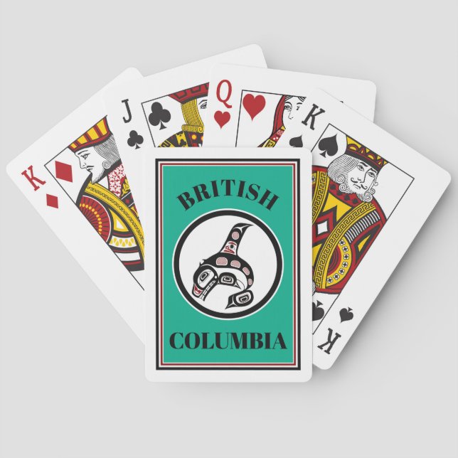 Native American Red Black Haida Art Killer Whale Poker Cards (Back)