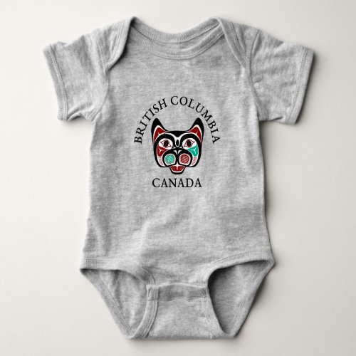 Native American Red Black Haida Art Kitty Baby Bodysuit