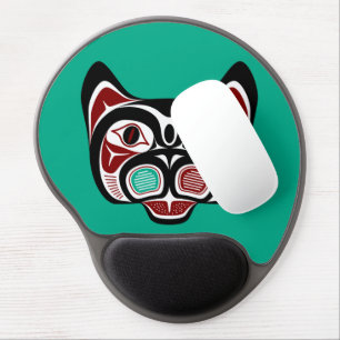Native American Red Black Haida Art Kitty Gel Mouse Pad