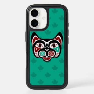 Native American Red Black Haida Art Kitty iPhone 16 Case