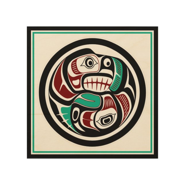 Native American Red Black Haida Art Otter Salmon (Front)