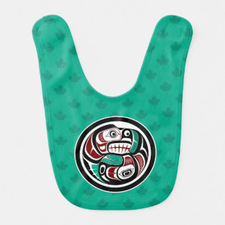 Native American Red Black Haida Art Otter Salmon Baby Bib
