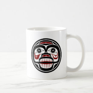 Native American Red Black Haida Art Otter Salmon Coffee Mug