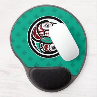 Native American Red Black Haida Art Otter Salmon Gel Mouse Pad