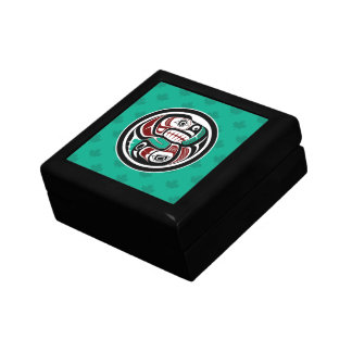 Native American Red Black Haida Art Otter Salmon Gift Box