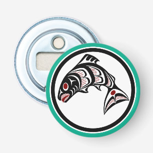 Native American Red Black Haida Art Salmon Bottle Opener