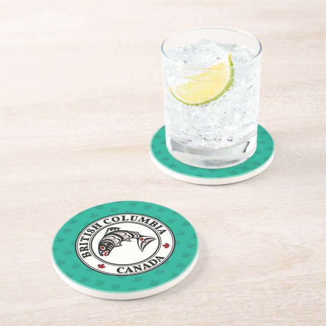 Native American Red Black Haida Art Salmon Coaster (Side)