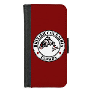 Native American Red Black Haida Art Salmon iPhone 8/7 Wallet Case