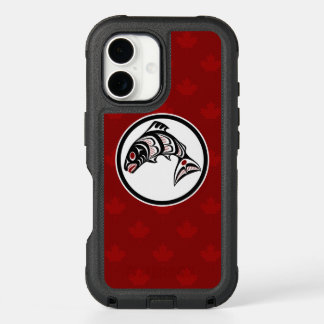 Native American Red Black Haida Art Salmon iPhone 16 Case