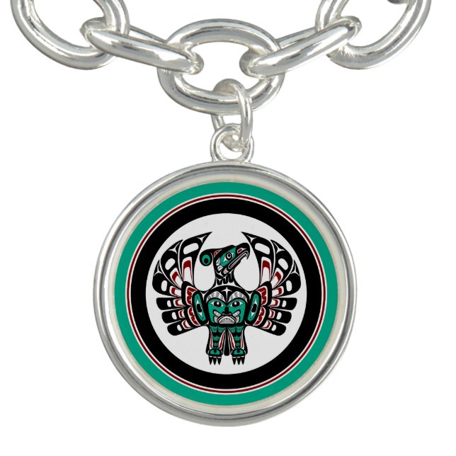 Native American Red Black Haida Art Thunderbird Bracelet (Design)