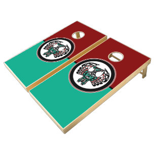 Native American Red Black Haida Art Thunderbird Cornhole Set
