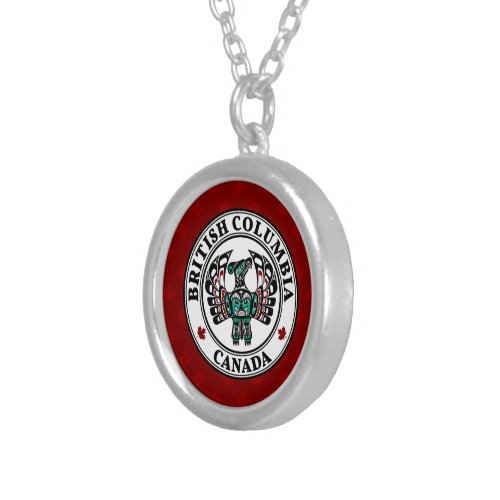 Native American Red Black Haida Art Thunderbird Silver Plated Necklace