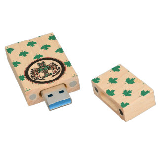 Native American Red Black Haida Art Thunderbird Wood Flash Drive