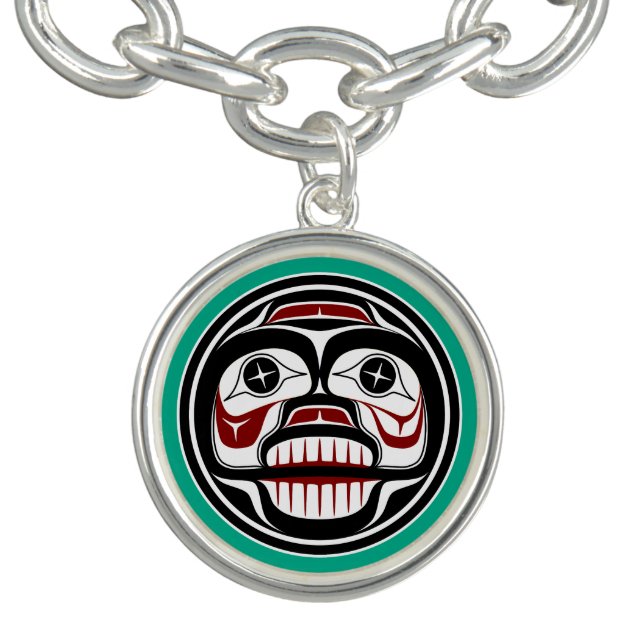 Native American Red Black Haida Art Weeping skull Bracelet (Design)
