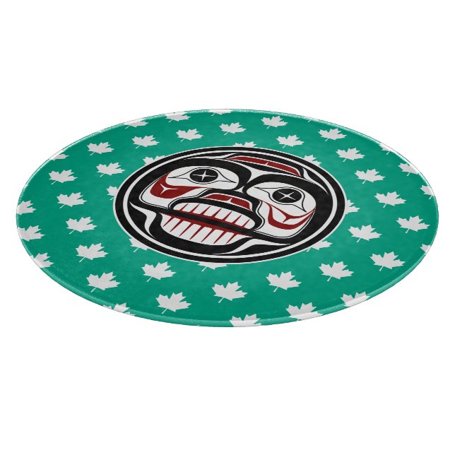 Native American Red Black Haida Art Weeping Skull Cutting Board (Corner)