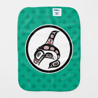 Native American Red Black Haida Killer Whale Baby Burp Cloth